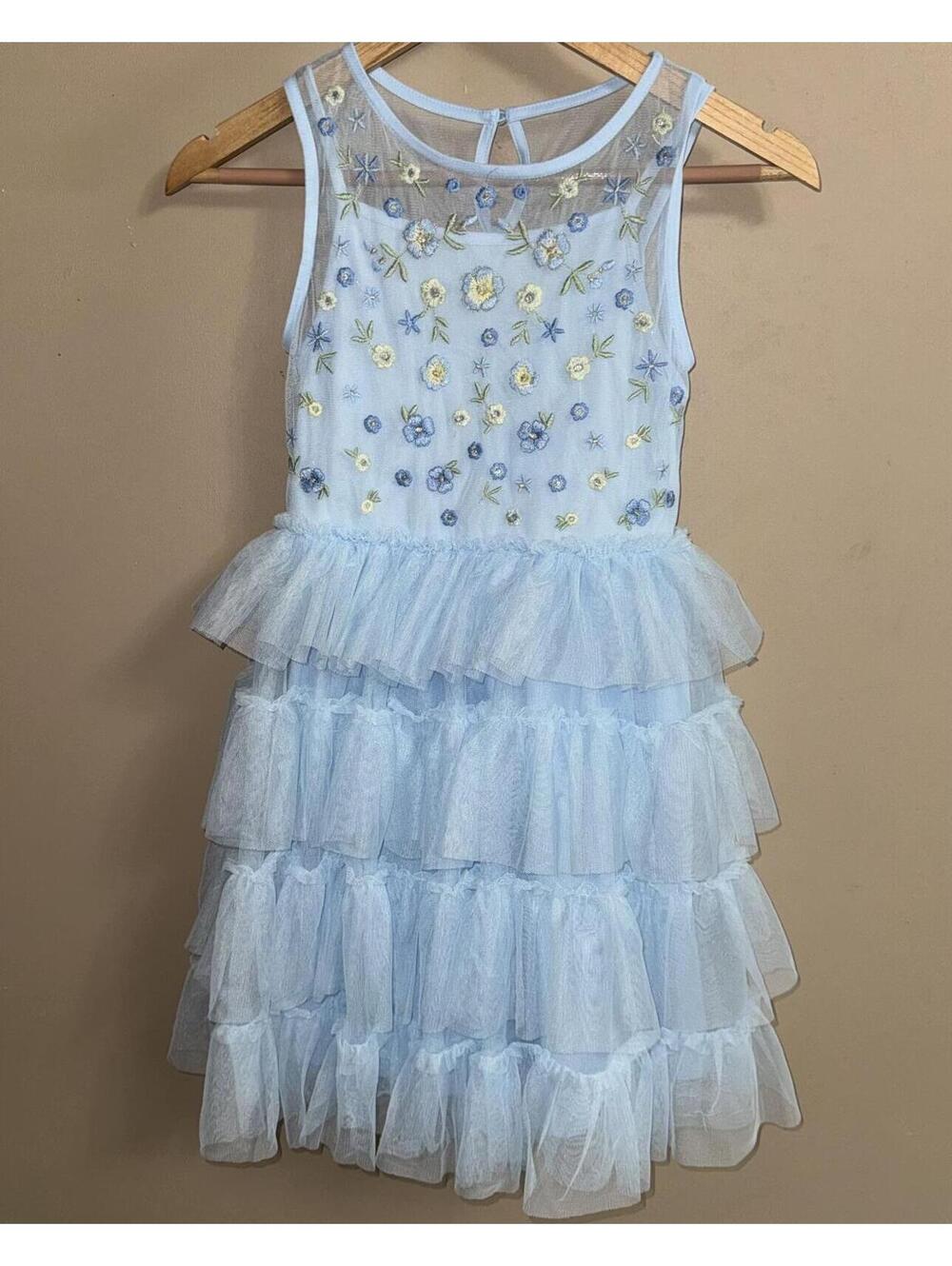 Girls Cottagecore Floral Ruffle Dress Size L 10/12 NWT
